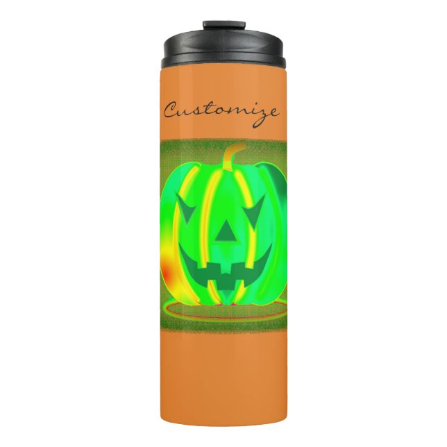 Grüner Jack o'lantern Halloween Thunder_Cove Thermosbecher (Vorderseite)