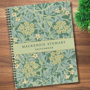 Grüner Jasmin-Blumenmuster-Skizzenbuch Notizbuch