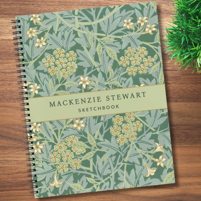 Grüner Jasmin-Blumenmuster-Skizzenbuch Notizbuch (Von Creator hochgeladen)