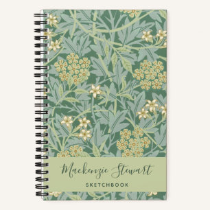 Grüner Jasmin-Blumenmuster-Skizzenbuch Notizbuch