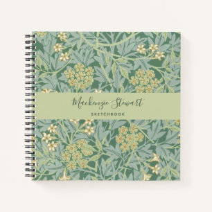 Grüner Jasmin-Blumenmuster-Skizzenbuch Notizbuch