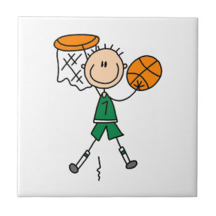 Grüner Junge Basketballspieler T-Shirts und Gesche Fliese