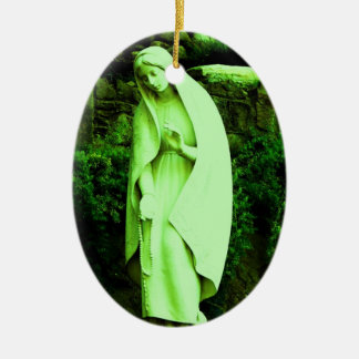 Grüner Jungfrau-Maria-Statuen-Schmuck Keramik Ornament