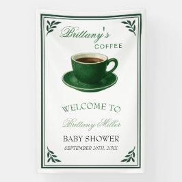 Grüner Kaffeetasse Baby Shower Willkommen Banner