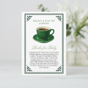 Grüner Kaffeetasse Bücher für Babyparty Begleitkarte