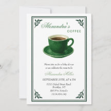 Grüner Kaffeetasse Designer Baby Shower-Einladung