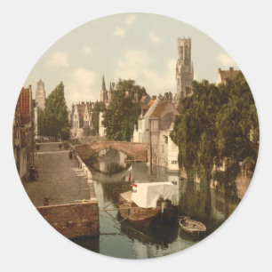 Grüner Kai, Brügge, Belgien Runder Aufkleber