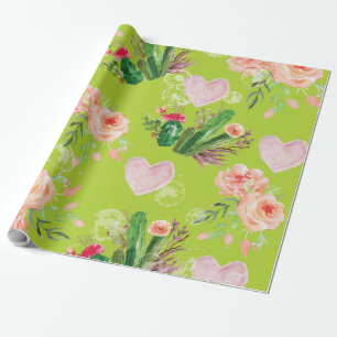 Grüner Kakteen, Aquarell Geschenkpapier