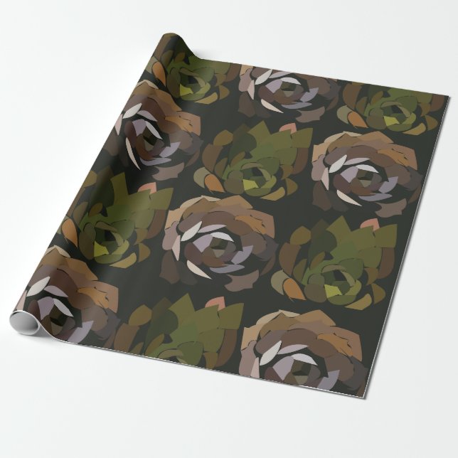 Grüner Kaktus Botanisch  Geschenkpapier (Ungerollt)