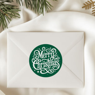 Grüner Kalligrafie-Weihnachtsumschlag-Siegel Runder Aufkleber