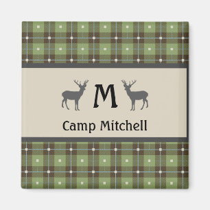 Grüner Karierter HirschhüttenKühlschrank Magnet