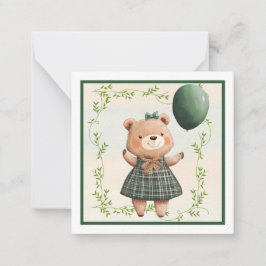 Grüner Karierter Kleiderbär mit Haarbow Mitteilungskarte