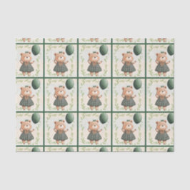 Grüner Karierter Kleiderbär mit Haarbow Seidenpapier