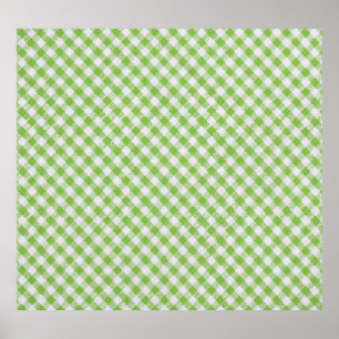 Grüner karierter Stoff: Naht Textur. Poster