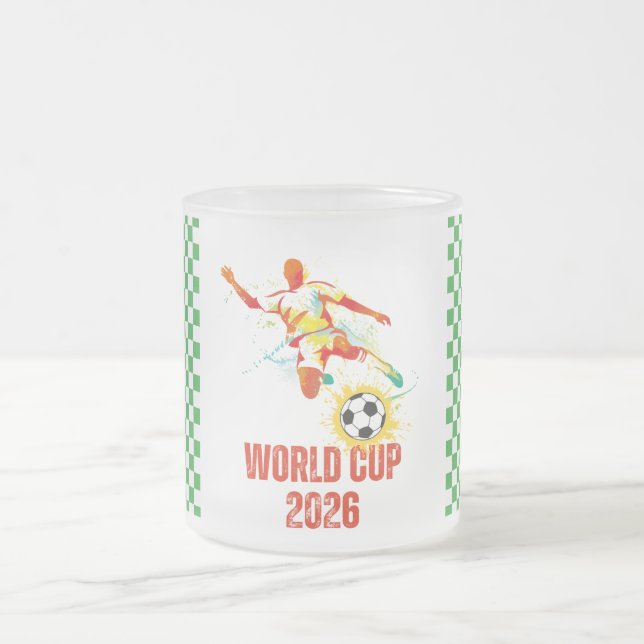 Grüner karierter Weltmeisterschaft Fußball 2026 ma Mattglastasse (Mittel)