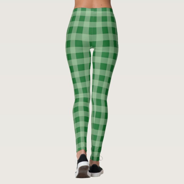 Grüner Karo Karierte Leggings (Rückseite)
