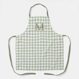Grüner Karo-Schürze mit Monogramm und Namen Schürze