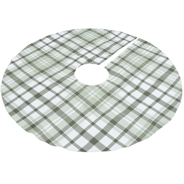 Grüner Karo-Weihnachtsbaum-Basisabdeckung. Polyester Weihnachtsbaumdecke (Schrägansicht)