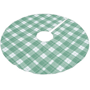 Grüner Karo-Weihnachtsbaum-Basisschutz. Polyester Weihnachtsbaumdecke