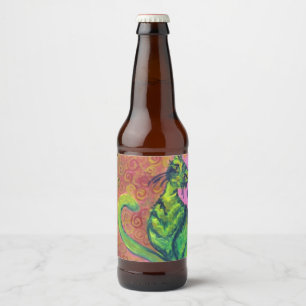 grüner Katzenweinaufkleber Bierflaschenetikett