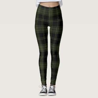 Grüner Kelp, Schwarz, Jäger Grüne Farben Tartan Leggings