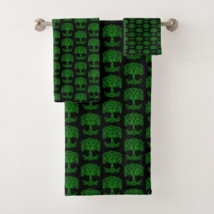 Grüner Keltenbaum Badhandtuch Set