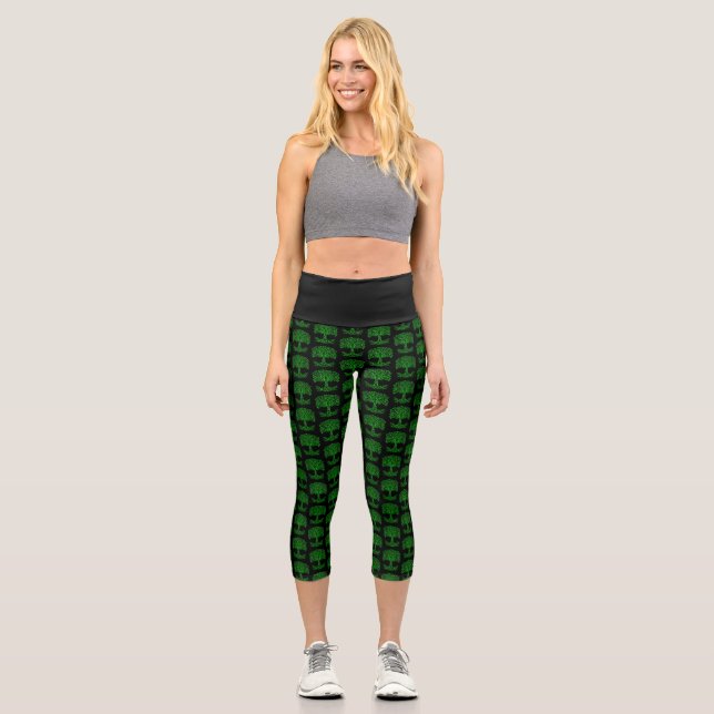 Grüner Keltenbaum Capri Leggings (Vorderseite)