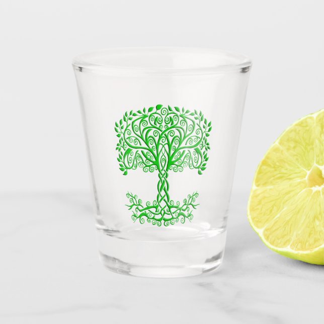 Grüner Keltenbaum Schnapsglas (Vorderseite)