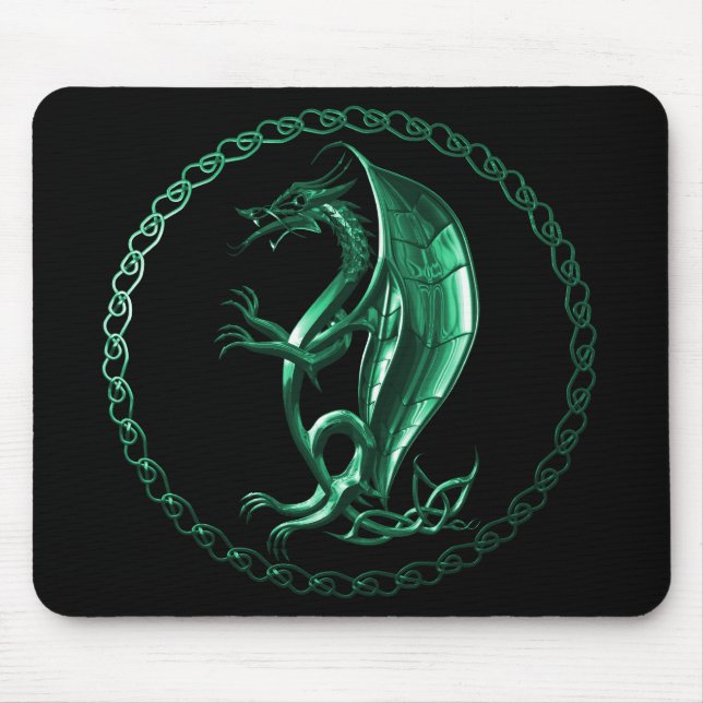 Grüner keltischer Drache Mousepad (Vorne)