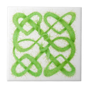 GRÜNER KELTISCHER KNOTEN 10,8 cm Keramikfliese