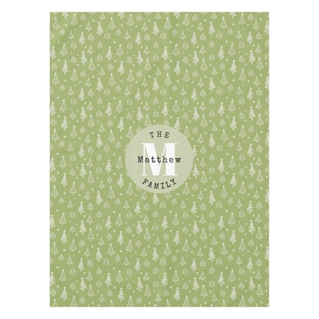 Grüner klassischer Weihnachtsbaum Familienurlaub Tischdecke (Vorderseite)