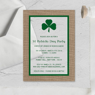 Grüner Klee & Jute St. Patrick's Day Acryleinladungen