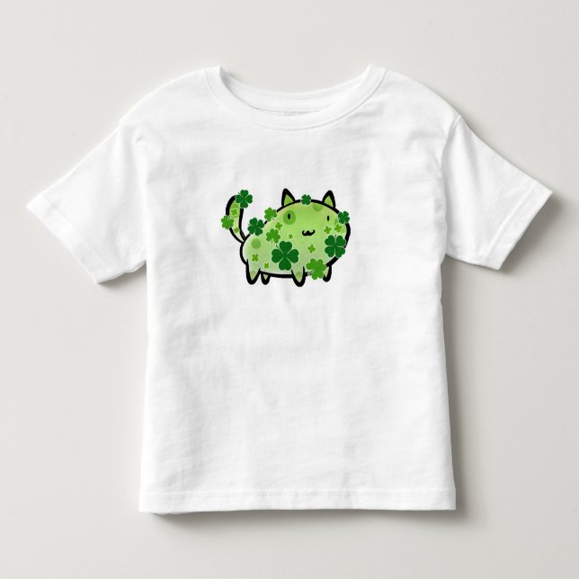 Grüner Klee-Katzen-Kleinkind-T - Shirt (Vorderseite)