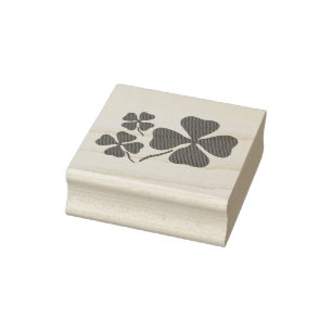 Grüner Klee, Kleeblatt, vierblättriges Kleeblatt Gummistempel