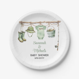 Grüner kleiner Fischer-Baby-Party Pappteller