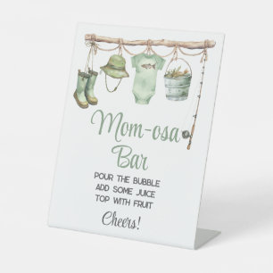 Grüner Kleiner Fischer Mom-osa Bar Babyparty Sockelschild