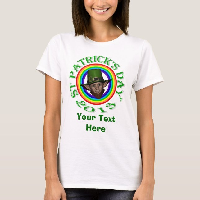 Grüner Kobold und doppelter Regenbogen St Patrick' T-Shirt (Vorderseite)