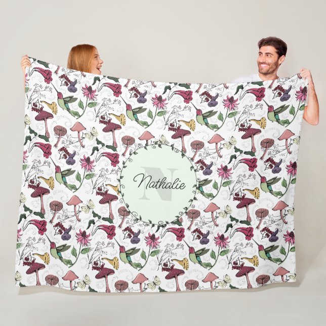 Grüner Kolibri-Blumen-Fleece-Decke  Fleecedecke (Beispiel)
