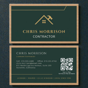Grüner Konstruktionsprofi Holz-QR-Code Visitenkarte