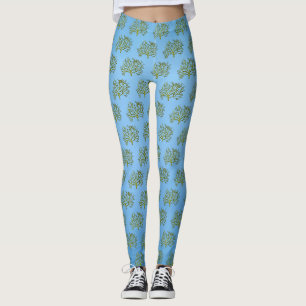 Grüner Korallenbaum auf blauen Leggings