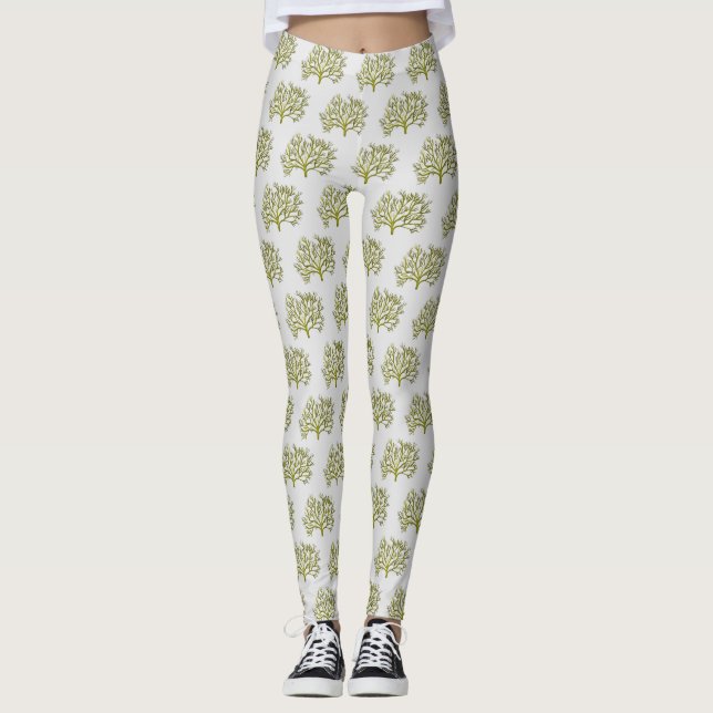 Grüner Korallenbaum Leggings (Vorderseite)
