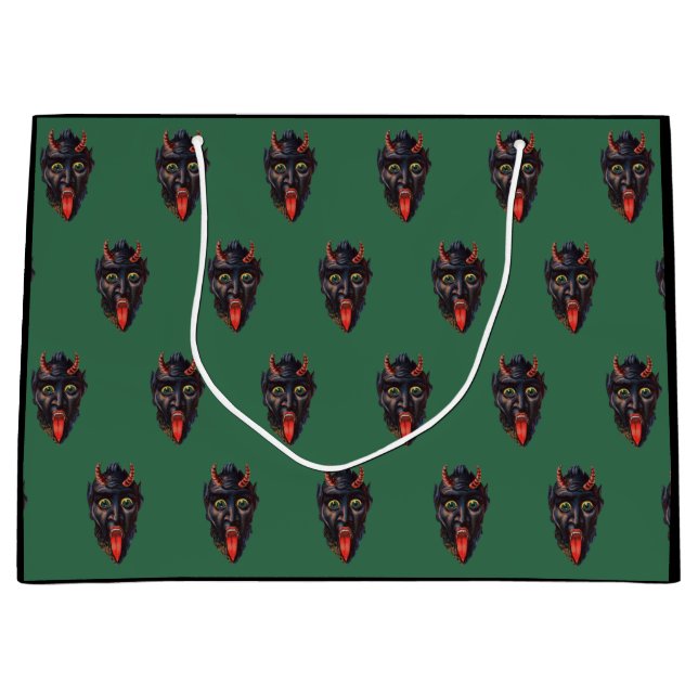 Grüner Krampus Große Geschenktüte (Vorderseite)