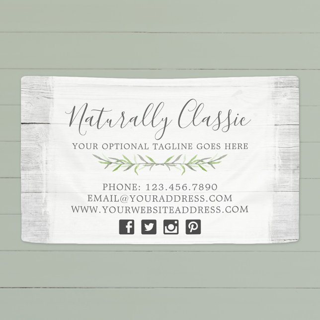 Grüner Kranz aus rustikalem Holz und botanischem B Banner (Von Creator hochgeladen)