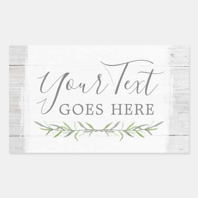 Grüner Kranz aus rustikalem Holz und botanischem B Rechteckiger Aufkleber (Vorderseite)
