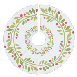 Grüner Kranz-zusammenpassender weißer Leinenimitat Weihnachtsbaumdecke