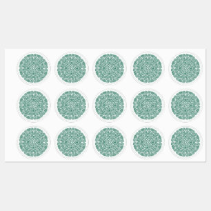 Grüner Kreis Mandala Symbol des Universums Etiketten