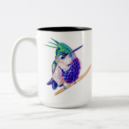 Grüner Kronenpfeifer Lila Hummingbird-Tasse Zweifarbige Tasse