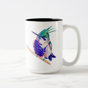Grüner Kronenpfeifer Lila Hummingbird-Tasse Zweifarbige Tasse