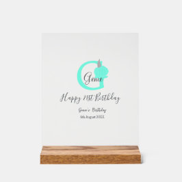 Grüner Kürbis Herbst 21. graue Pastellgraue Acrylschild