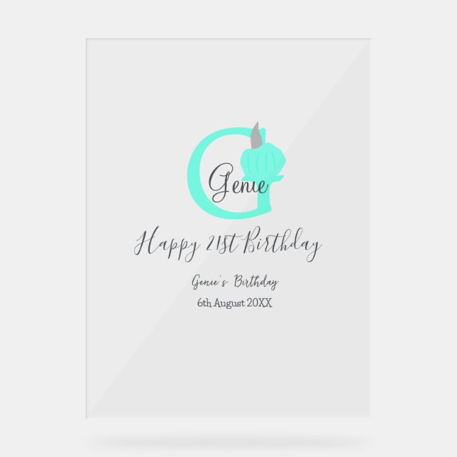 Grüner Kürbis Herbst 21. graue Pastellgraue Acrylschild (Vorderseite)